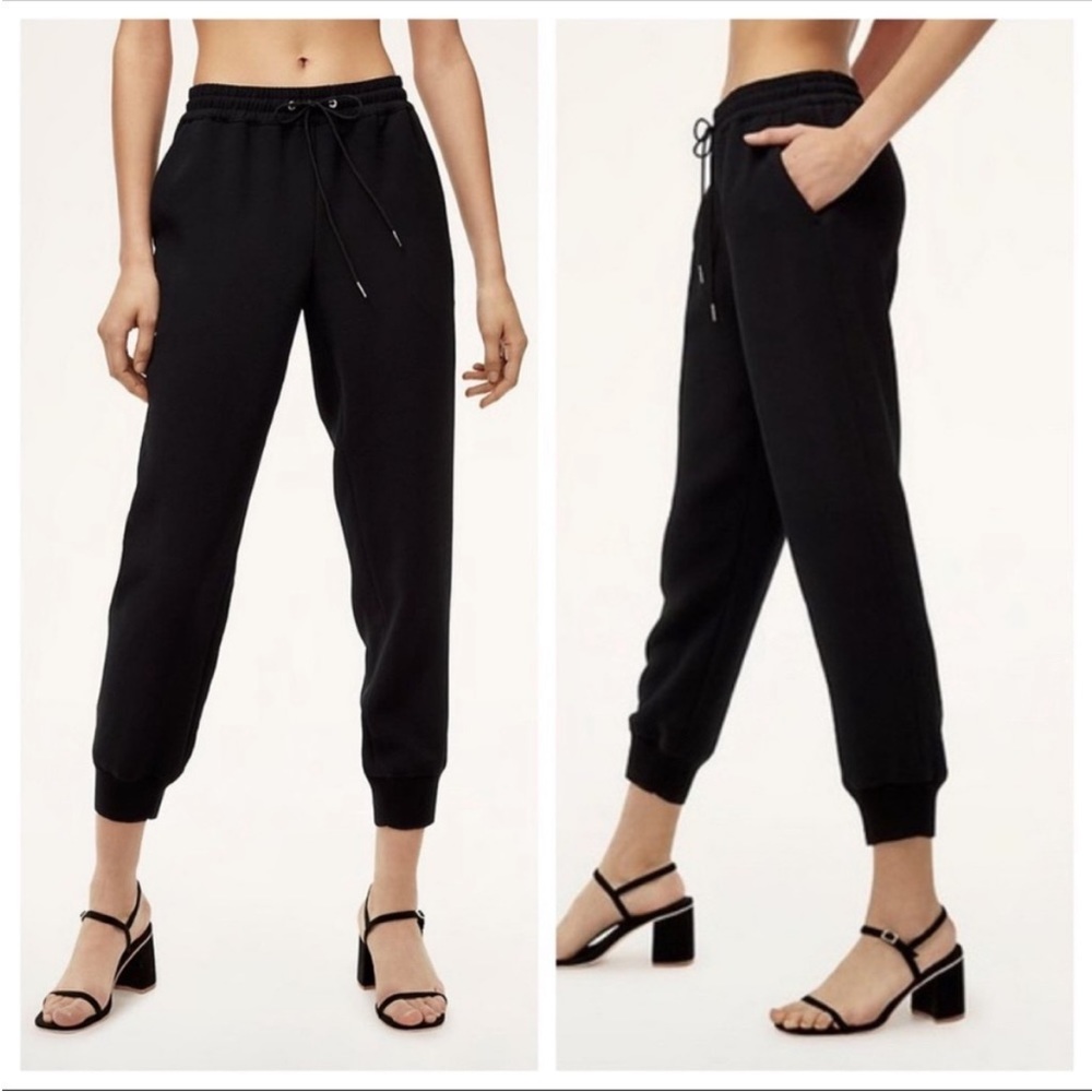 Wilfred Aritzia Buffon Pants Black Tapered Jogger‎ Drawstring Waist Medium